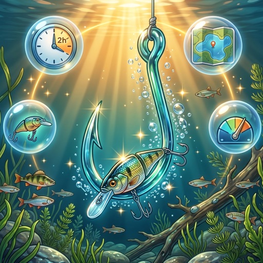 Last Light app icon — a lure on a hook in lit water